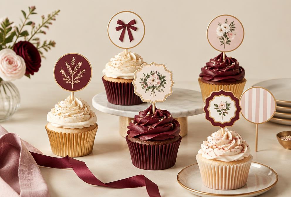 Exemplo de topper de doces e cupcakes